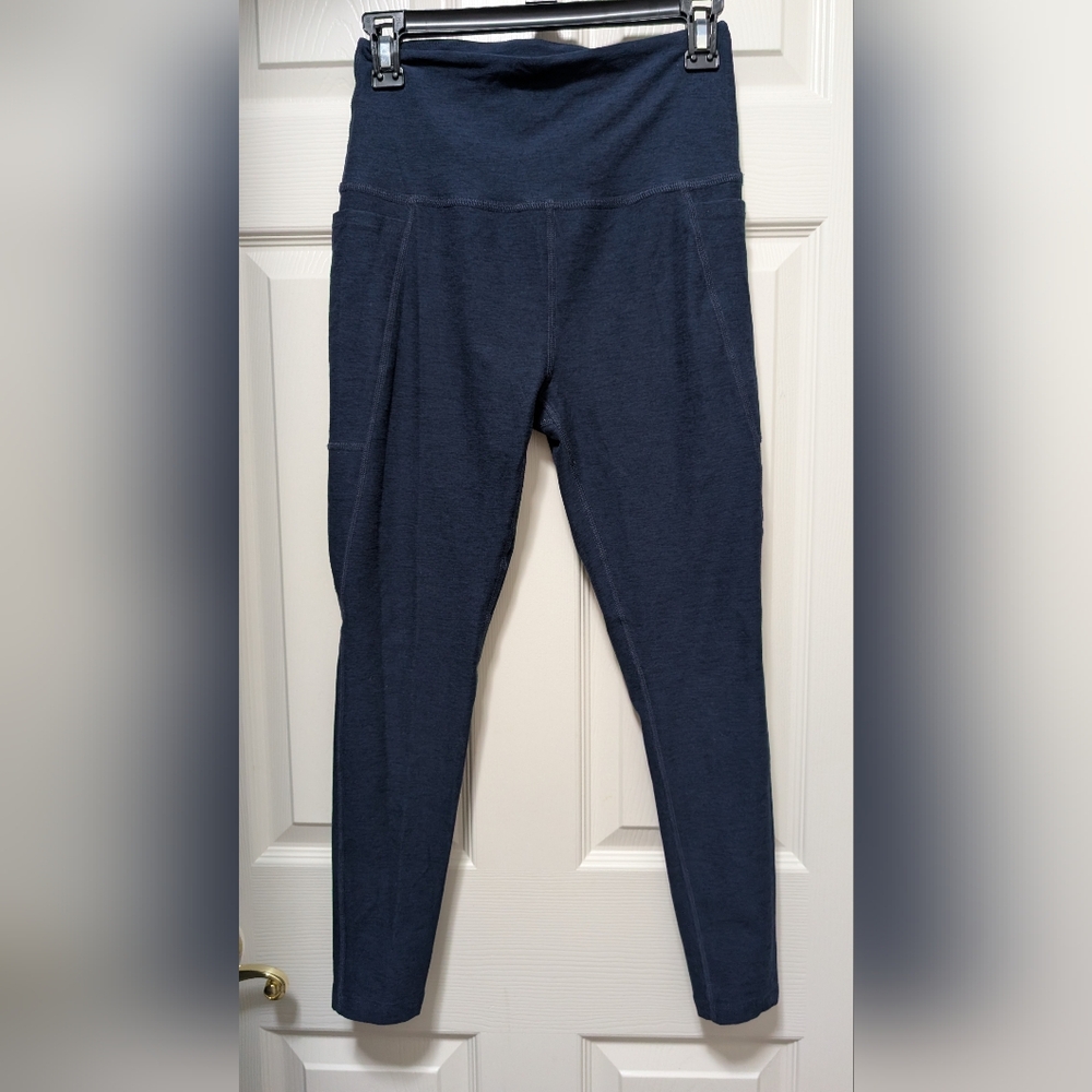 Beyond Yoga Out Of Pocket High Waist Legging Size Large L Heather Navy Blue